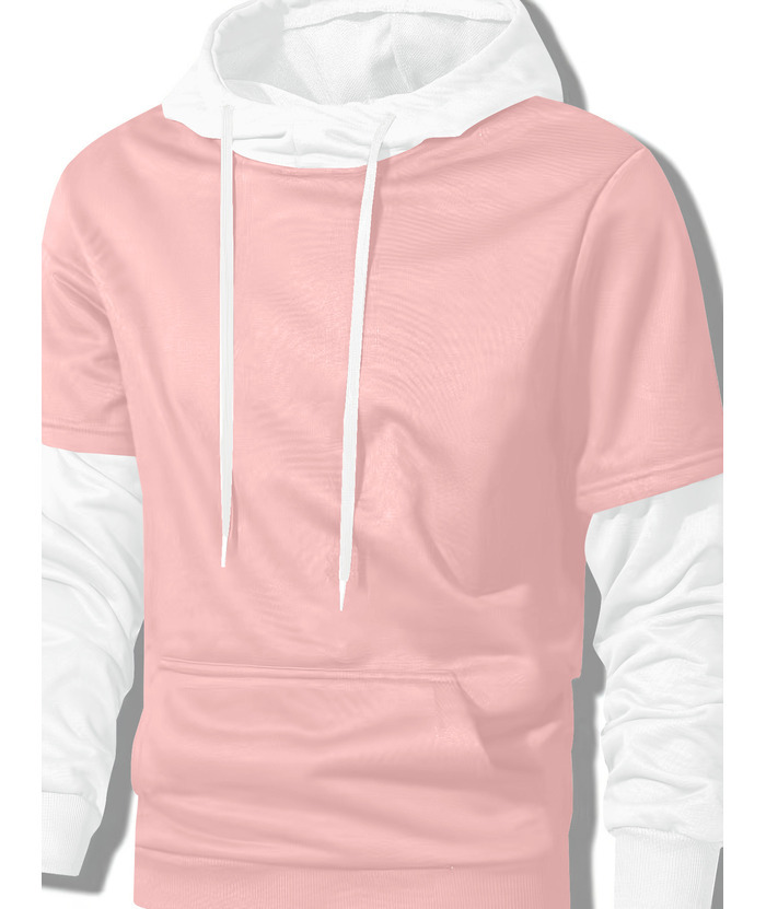 ZITY Men's Contrast Color Hooded Drawstring Pocket Long Sleeve Sweater-DUMHD04936|Zitysports