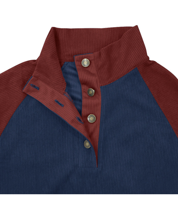 Men's Corduroy Stand Collar Pullover Sweatshirt-DUMFH04799 | Zitysports