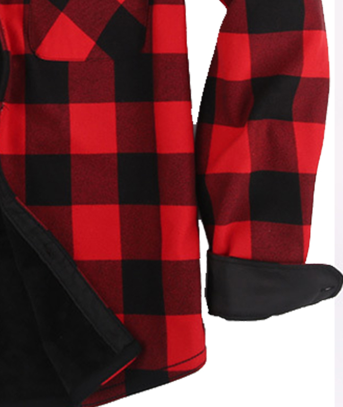 ZITY Men's Button Up Plaid Hoodie with Double Pocket-DUMLT05358