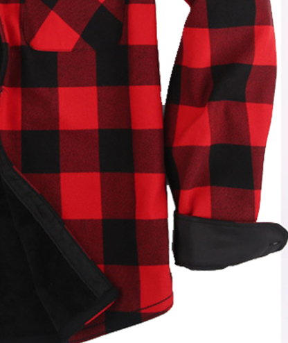 ZITY Men's Button Up Plaid Hoodie with Double Pocket-DUMLT05358