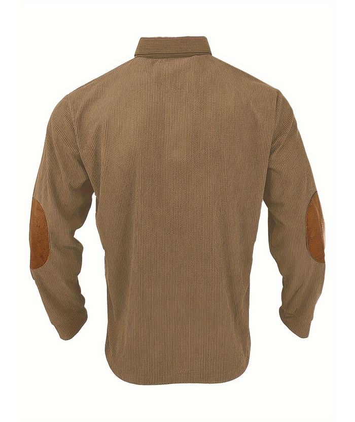 ZITY Men's Patch Corduroy Quater Botton Sweatshirt-DUMFH04830 | Zitysports
