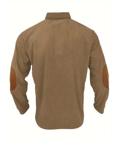 ZITY Men's Patch Corduroy Quater Botton Sweatshirt-DUMFH04830 | Zitysports