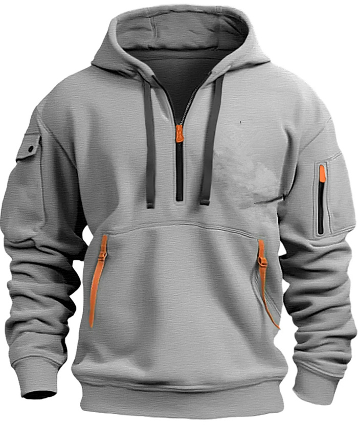 ZITY Men's 1/4 Zipper Long Sleeve Slim Fit Hoodie-DUMFH05439