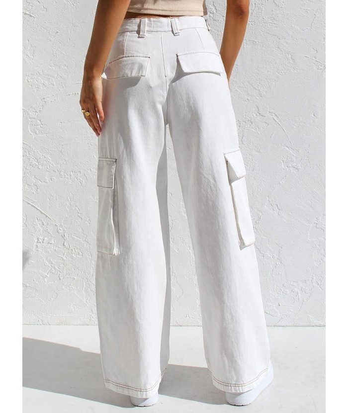 ZITY Women's Wide Leg Straight Multi Pockets Cargo Pant-DUWCP06165