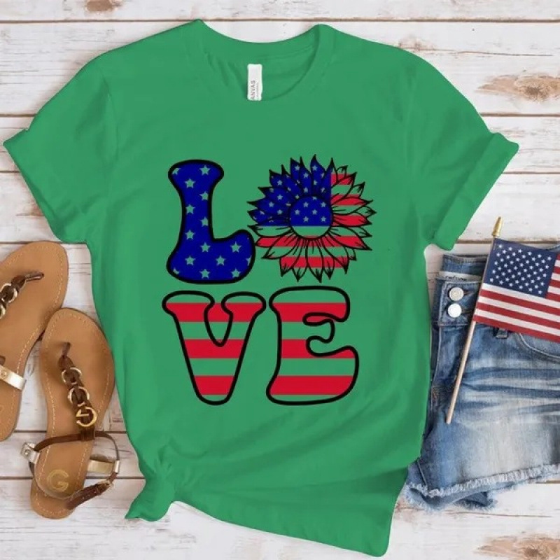 ZITY Women's Round Neck American Independence Day T-Shirt