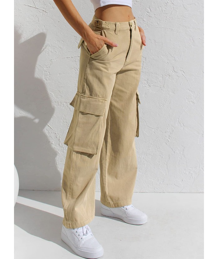 ZITY Women's Wide Leg Straight Multi Pockets Cargo Pant-DUWCP06165