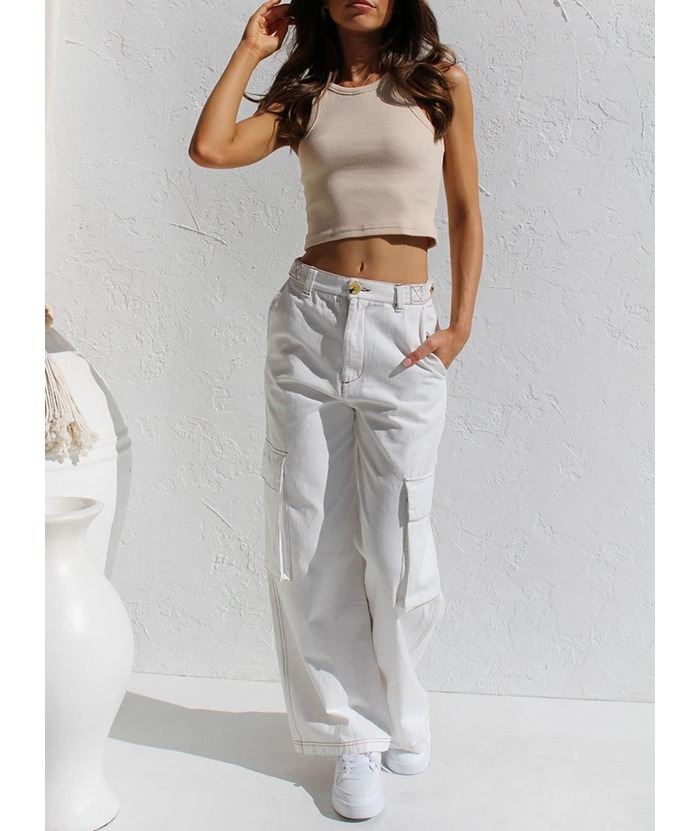 ZITY Women's Wide Leg Straight Multi Pockets Cargo Pant-DUWCP06165