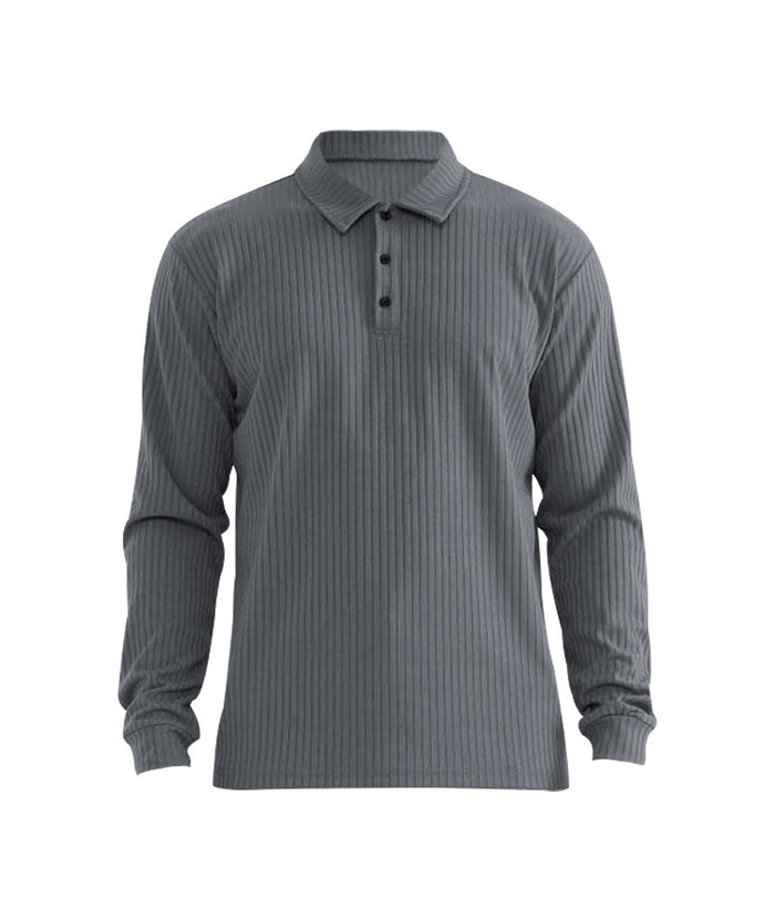 ZITY Men's Solid Color Sports Fitness Vertical Strip Knit Polo Shirt-DUMFH04835 | Zitysports