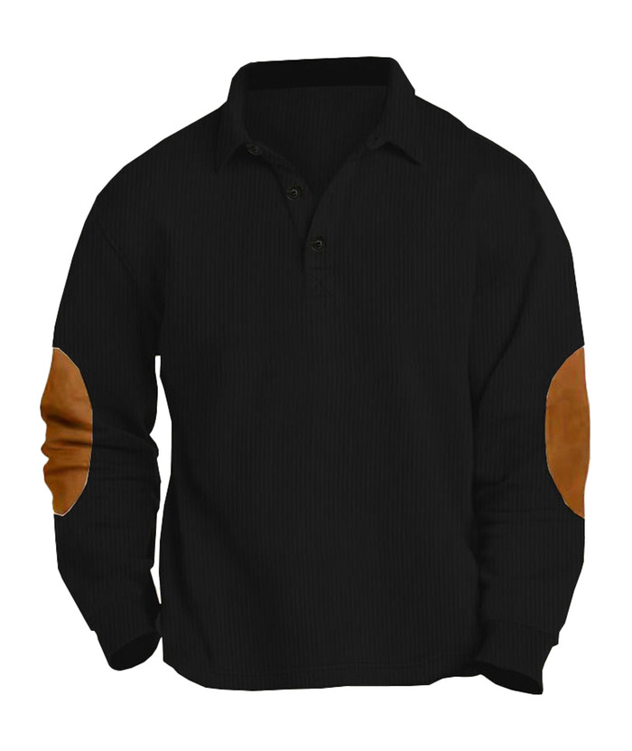 ZITY Men's Patch Corduroy Quater Botton Sweatshirt-DUMFH04830 | Zitysports