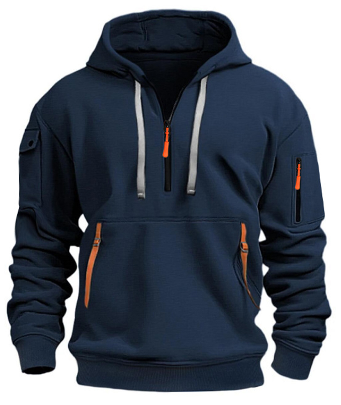 ZITY Men's 1/4 Zipper Long Sleeve Slim Fit Hoodie-DUMFH05439