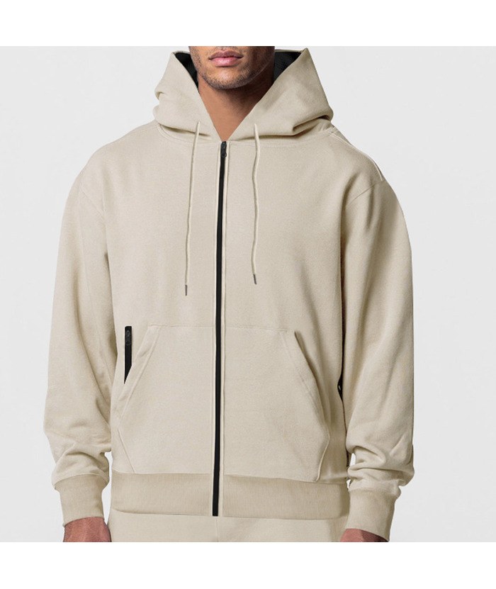 Men's Solid Color Zipper Hooded Sports Fleece Warm Sweatshirt Jacket-DUMFH04803 | Zitysports