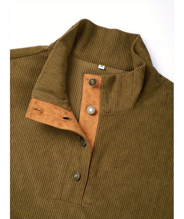 ZITY Men's Stand Collar Button Up Waffle Sweatshirt-DUMFH04609 | Zitysports
