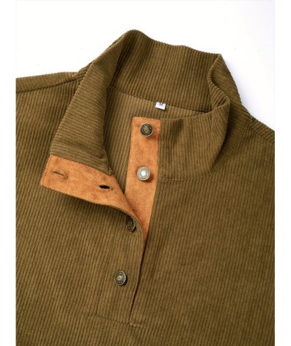 ZITY Men's Stand Collar Button Up Waffle Sweatshirt-DUMFH04609 | Zitysports