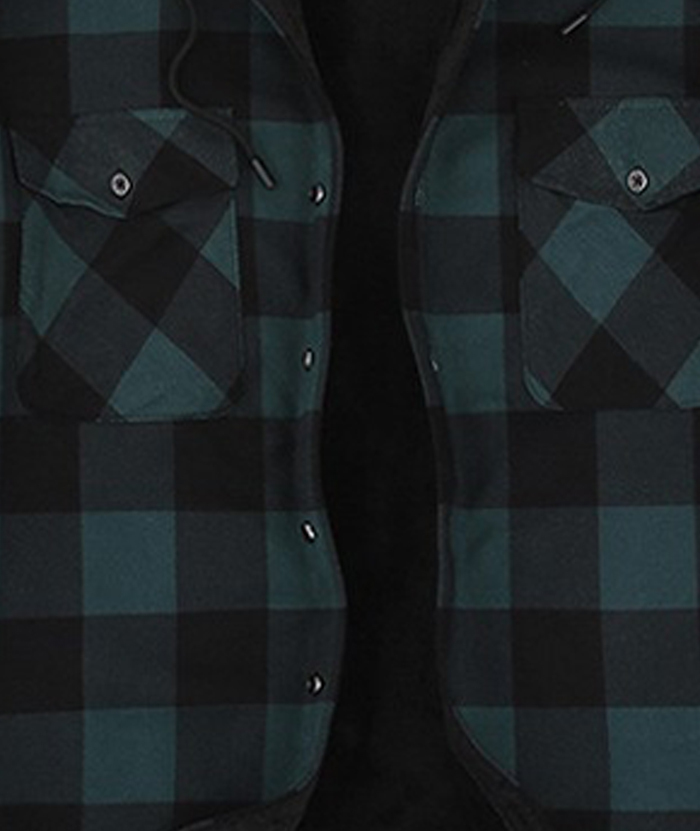 ZITY Men's Button Up Plaid Hoodie with Double Pocket-DUMLT05358