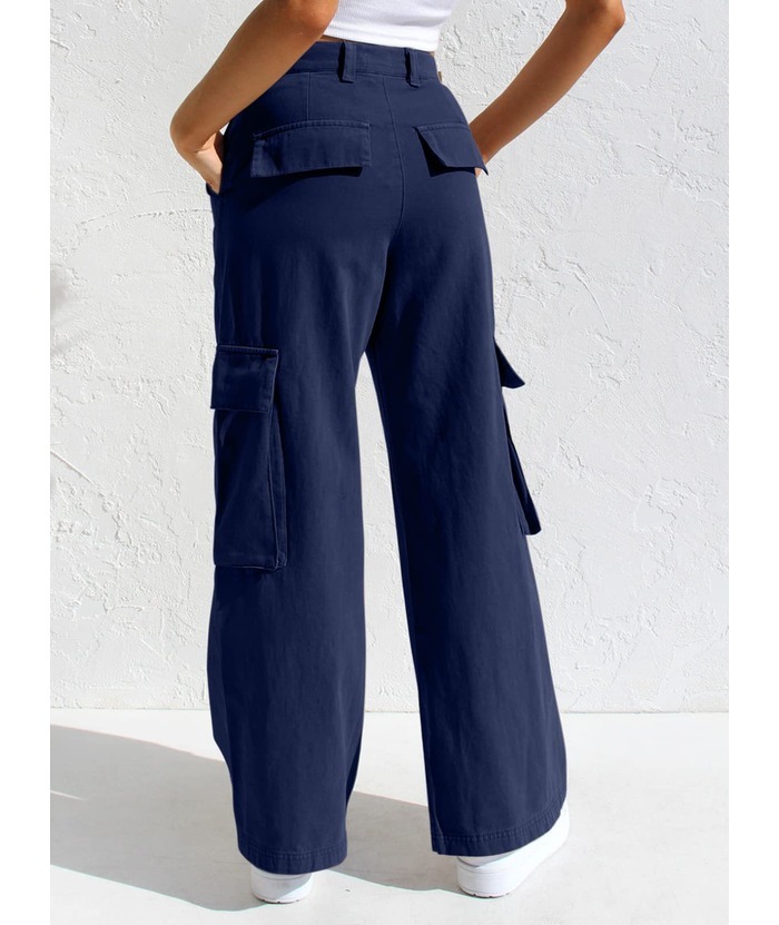 ZITY Women's Wide Leg Straight Multi Pockets Cargo Pant-DUWCP06165