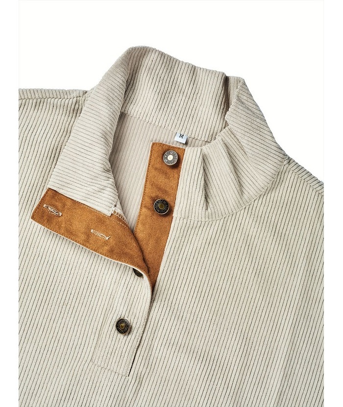 ZITY Men's Stand Collar Button Up Waffle Sweatshirt-DUMFH04609 | Zitysports