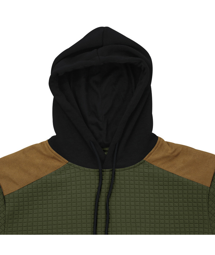 Men's Color Block Waffle Hoodie-DUMFH04825 | Zitysports