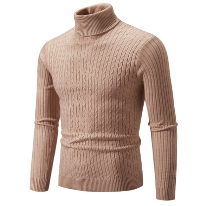 ZITY Men's Solid Color Long Sleeve Knitted Pullover Sweater-DUMFH06531