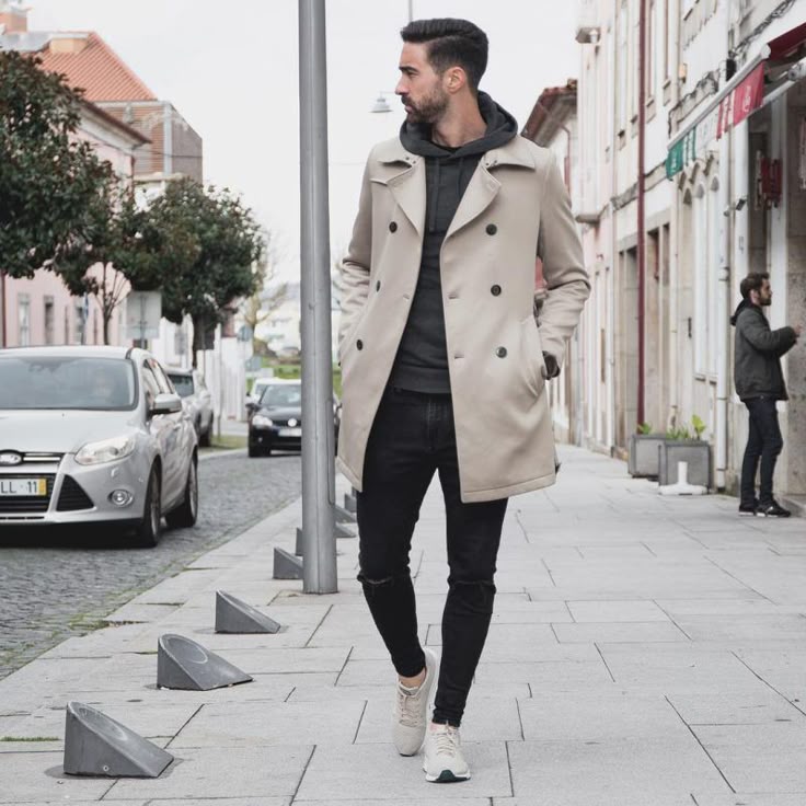 pullover hoodie under an overcoat for men 