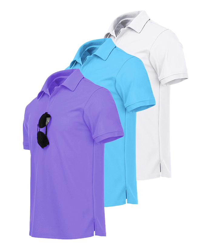 3 Pack Men's Button Up Dri Fit Golf Polo Shirt-AZUHE00035 