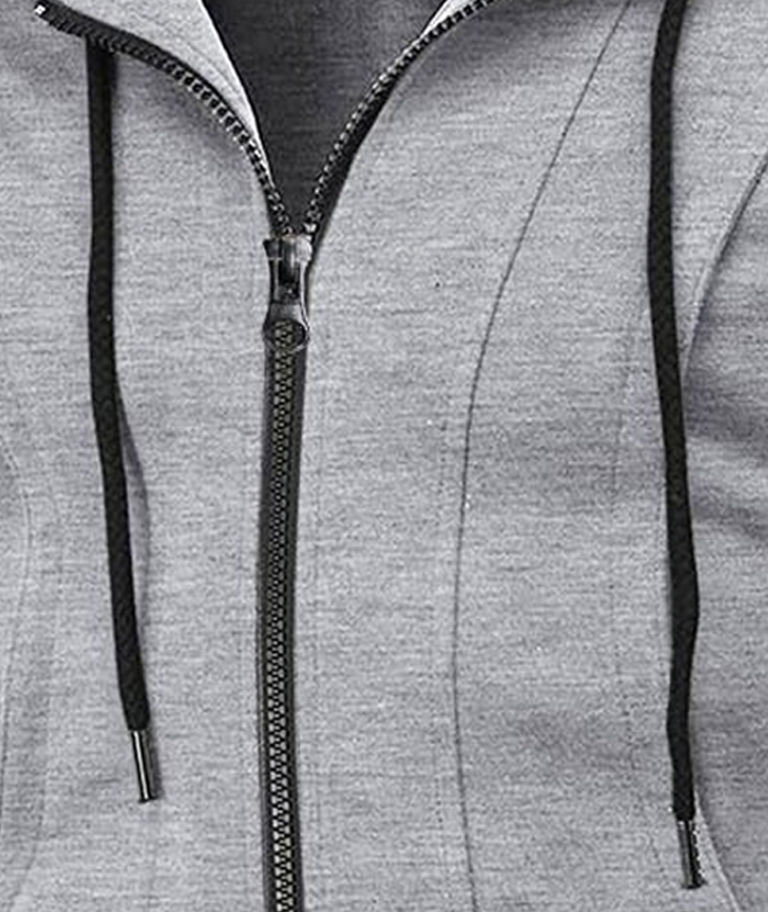 Men's Lightweight Long Sleeve Solid Color Full Zip Up Hoodie-DUMFH05025|Zitysports