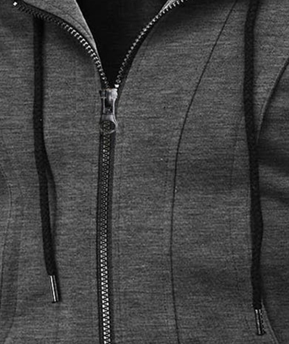 Men's Lightweight Long Sleeve Solid Color Full Zip Up Hoodie-DUMFH05025|Zitysports