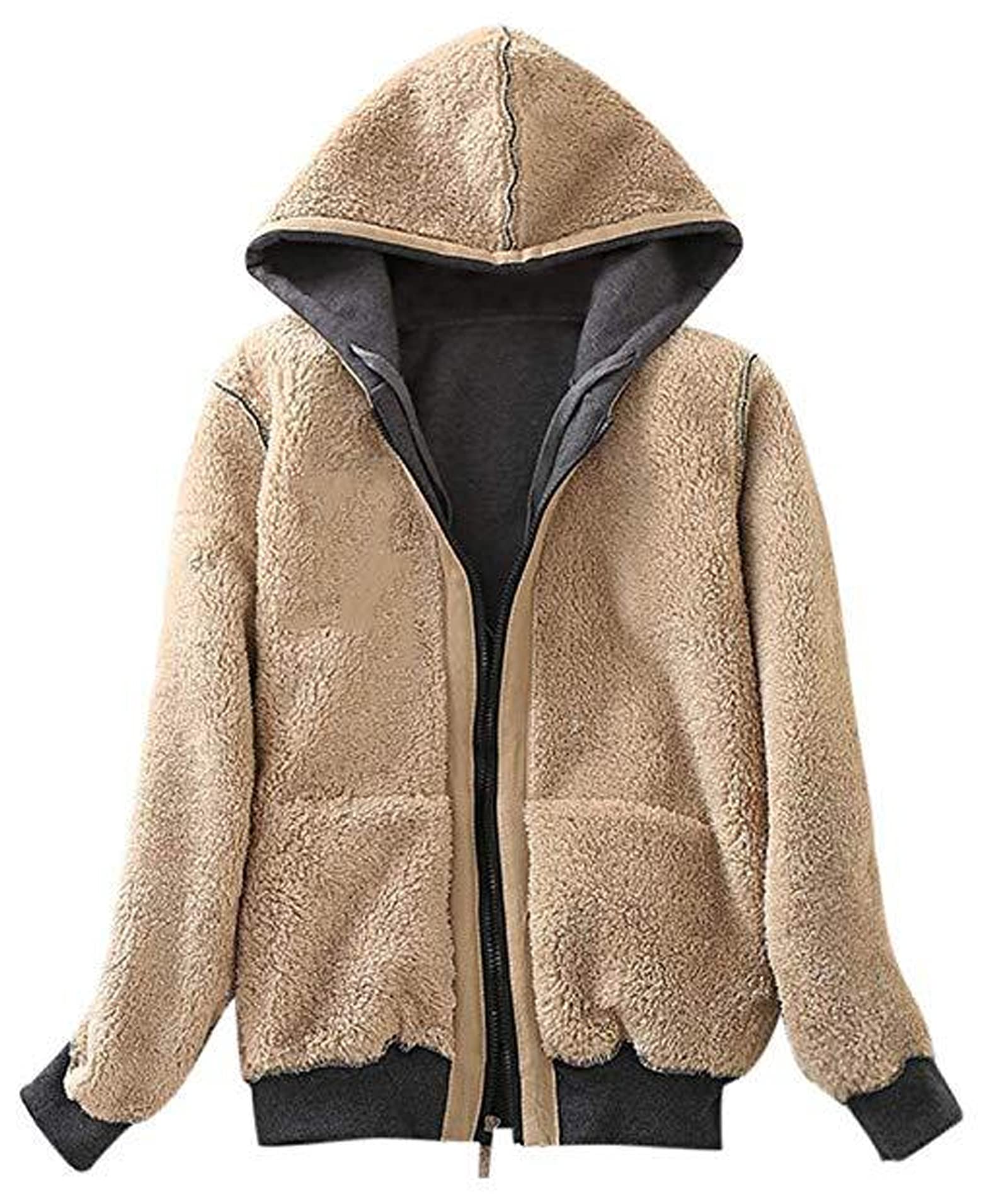 ZITY Women's Long Sleeve Solid Color Fleece Hoodie-ASJH700006