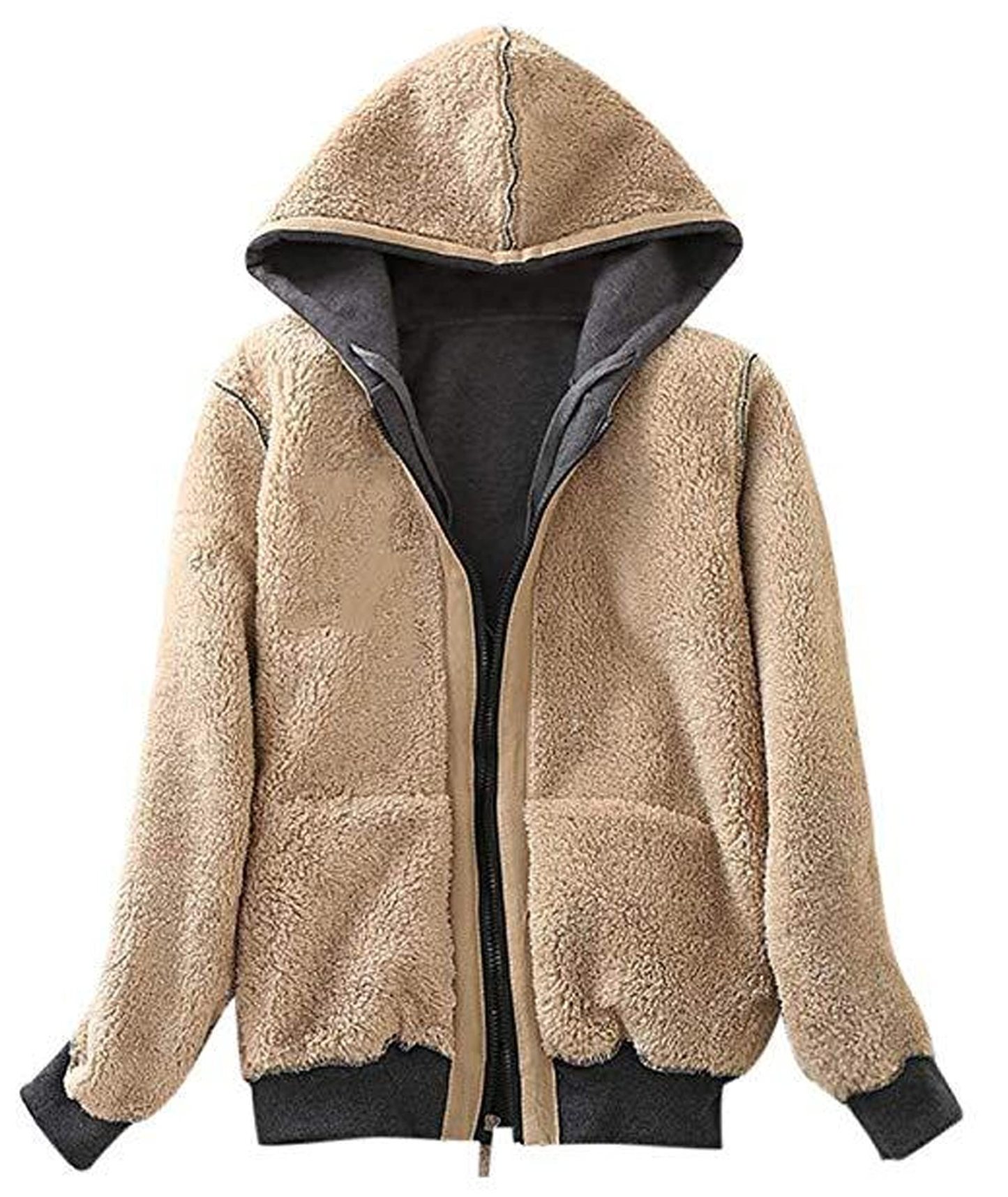 ZITY Women's Long Sleeve Solid Color Fleece Hoodie-ASJH700006