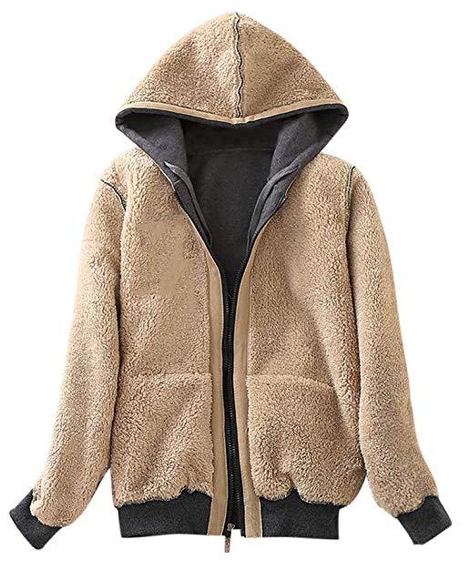 ZITY Women's Long Sleeve Solid Color Fleece Hoodie-ASJH700006