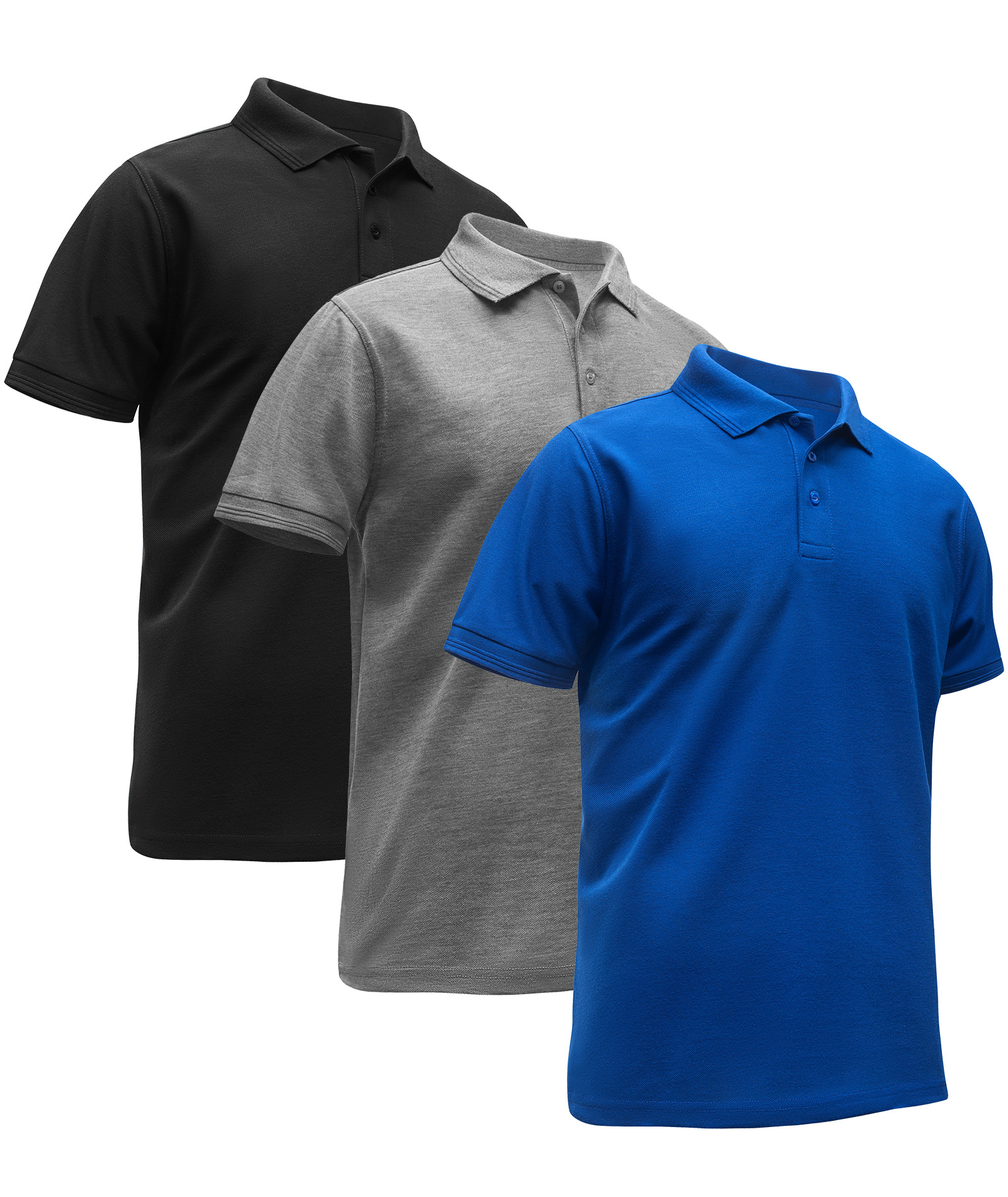 3 Pack Men's Athletic Fit Casual Solid Color Polo Shirt-TZUHE00119
