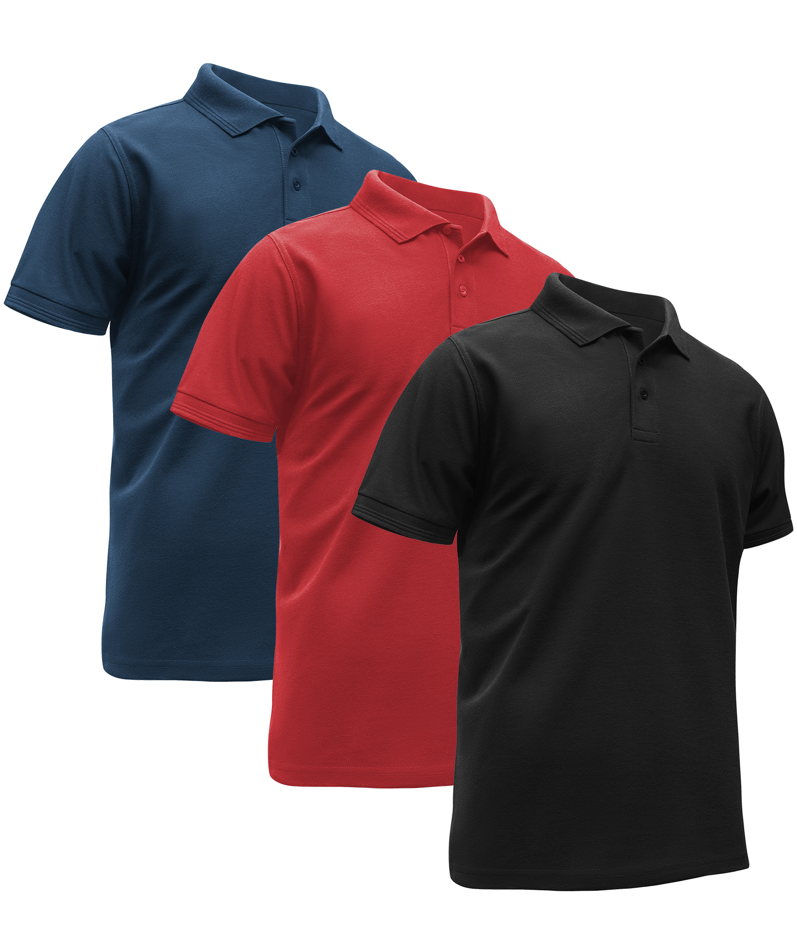 3 Pack Men's Athletic Fit Casual Solid Color Polo Shirt-TZUHE00119