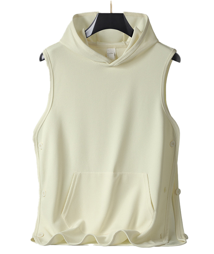 ZITY Men's Side Button Closure Sleeveless Hoodie-DUMHD05405|Zitysports