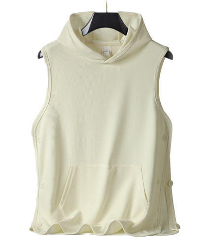 ZITY Men's Side Button Closure Sleeveless Hoodie-DUMHD05405|Zitysports