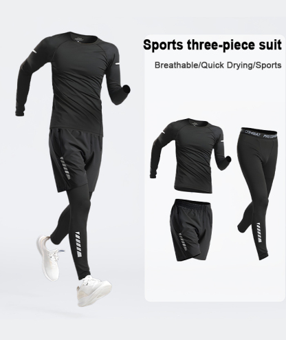 ZITY Men's Sports Shirt Tight Pant loose Shorts 3 Piece Compression Set-DUMTR05983