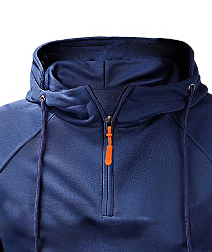 ZITY Men's Solid Quarter-Zip Hoodie-DUMFH04875 | Zitysports