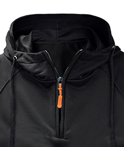 ZITY Men's Solid Quarter-Zip Hoodie-DUMFH04875 | Zitysports