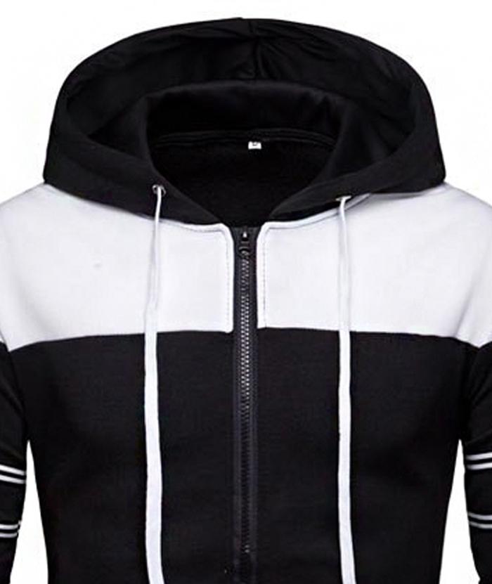 ZITY Men's Long Sleeve Full Zip Up Color Block Outwear Hoodie-DUMFH04958|Zitysports