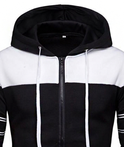 ZITY Men's Long Sleeve Full Zip Up Color Block Outwear Hoodie-DUMFH04958|Zitysports
