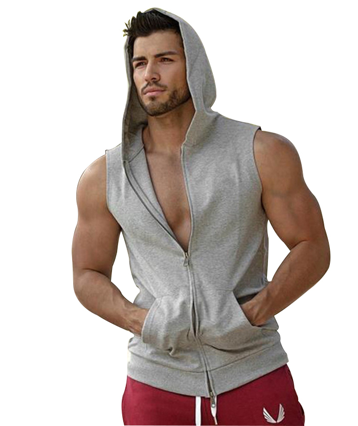 ZITY Men's Slim Fit Cotton Sleeveless Hoodie-DUMMG05209|Zitysports