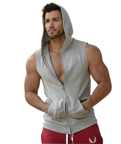 ZITY Men's Slim Fit Cotton Sleeveless Hoodie-DUMMG05209|Zitysports
