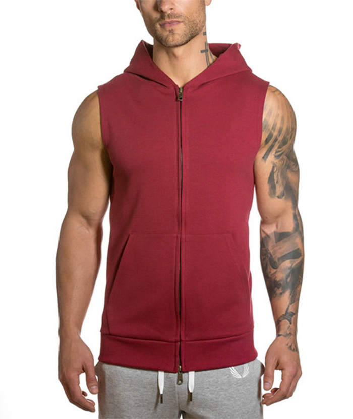 ZITY Men's Slim Fit Cotton Sleeveless Hoodie-DUMMG05209|Zitysports