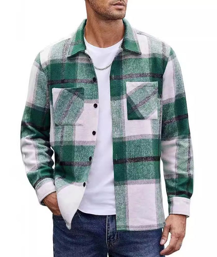 ZITY Men's Button-Up Slim Fit Plaid Flannel Shirt-DUMLT05330|Zitysports