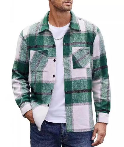 ZITY Men's Button-Up Slim Fit Plaid Flannel Shirt-DUMLT05330|Zitysports