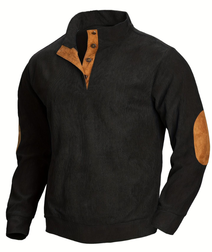 ZITY Men's Stand Collar Button Up Waffle Sweatshirt-DUMFH04609 | Zitysports