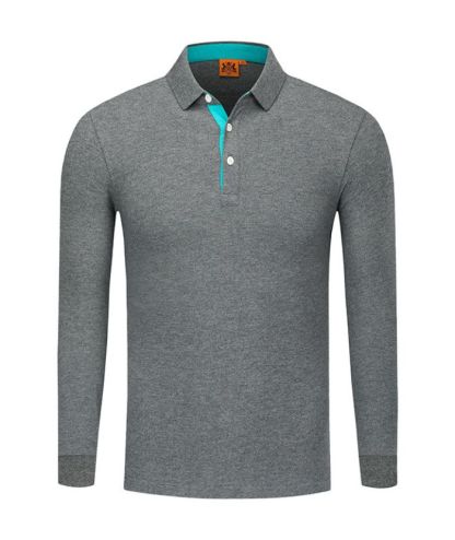 Men's Casual Long Sleeve Solid Color Polo Shirt-DUMLP05811