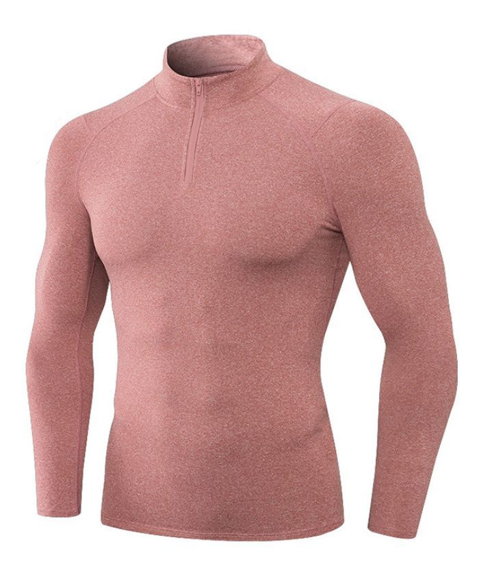 Men's Quarter Zip Plus Velvet Sports Running Compression T-Shirt-DUMLS05945