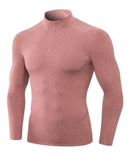 Men's Quarter Zip Plus Velvet Sports Running Compression T-Shirt-DUMLS05945