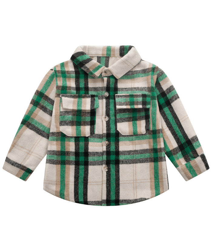 ZITY Kid's Stylish Plaid Lapel Tweed Shirt Autumn Winter Long Sleeve Coat-ZPK006210 | Zitysports