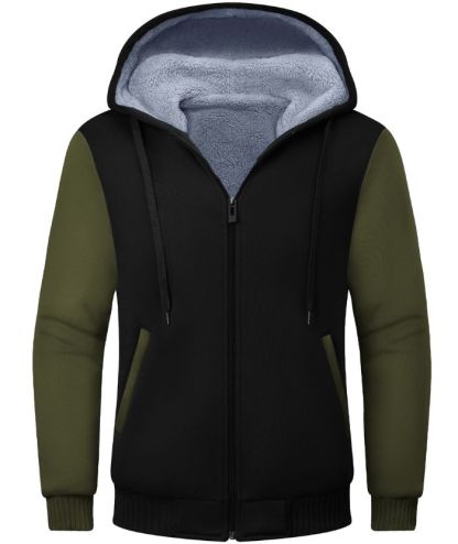 ZITY Men's Full Zip Up Contrast Color Fleece Hoodie-zity1712