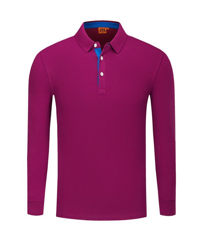 Men's Casual Long Sleeve Solid Color Polo Shirt-DUMLP05811